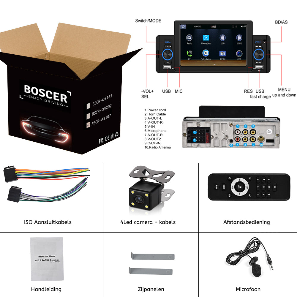 bestellen hoeveelheid verkoop nauwelijks 1Din Autoradio | 5' HD Touchscreen | Apple Carplay & Android Auto | Bl
